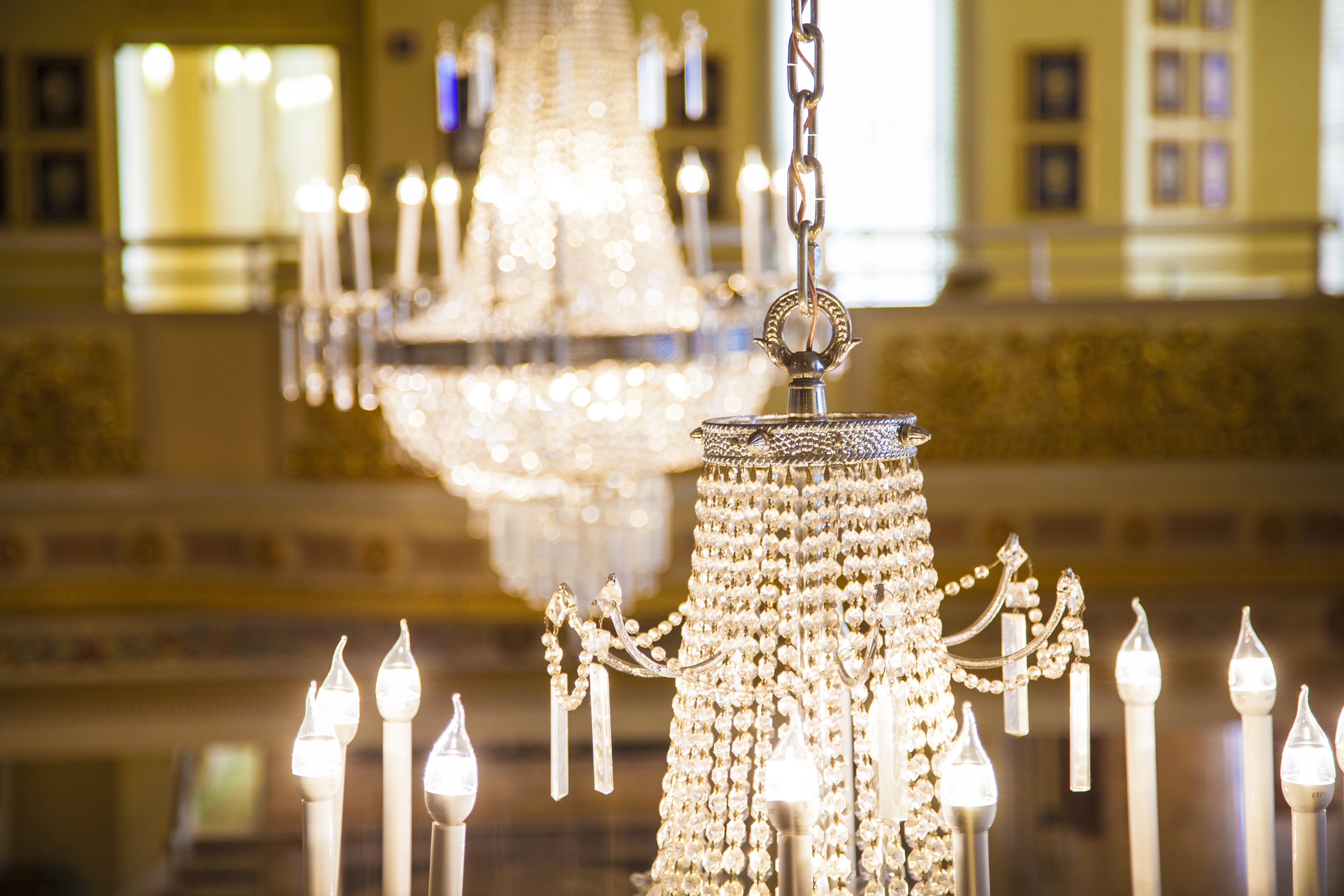 hanging glass bead chandelier with candle lights